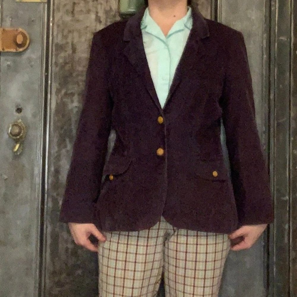 Vintage Size small  Unisex 1970s MJ Conception Sportswear  purple plum Corduroy